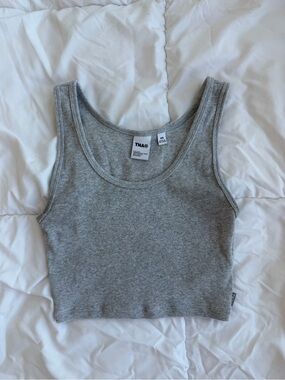 Aritzia TNA Grey Ribbed Crop Tank Top XS
